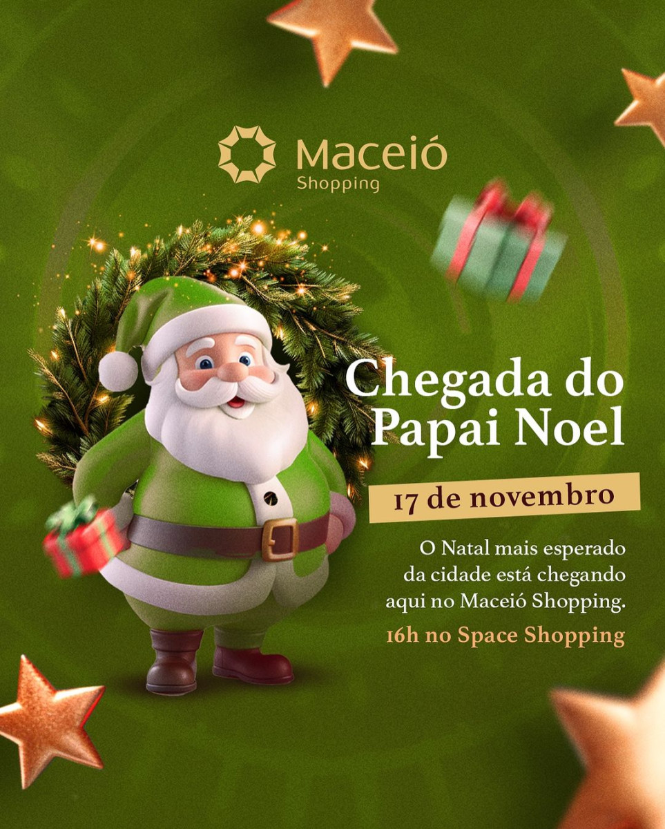 Papai Noel chega ao Maceió Shopping no próximo domingo